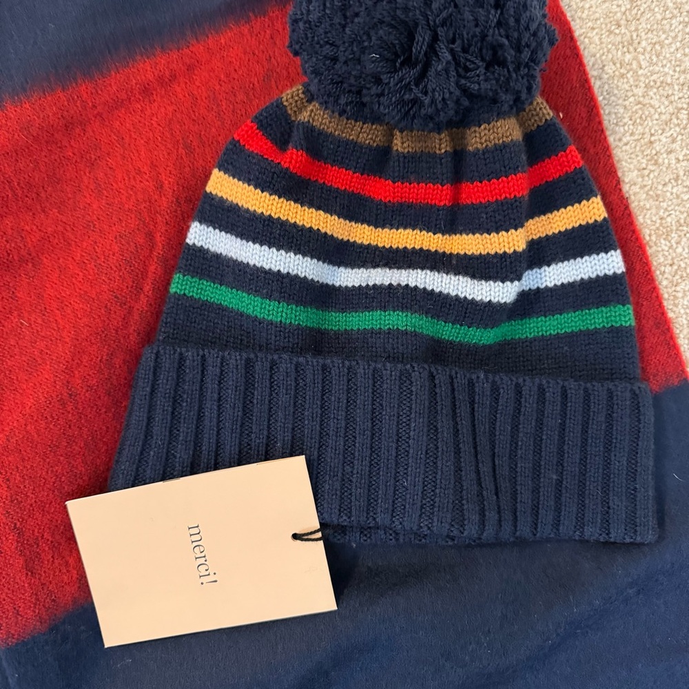 La Ligne Multicolor Striped Scarf and Hat Set - Picture 2 of 15